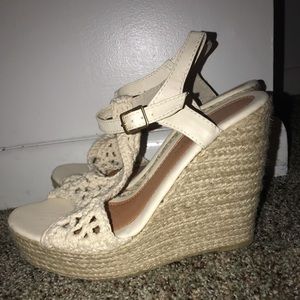 Tan and tweed wedges